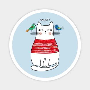 Cat and birds Magnet